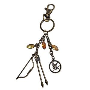 Hunger Games Bag Charm Mockingjay Bow Arrows Beads Clip Bronze
